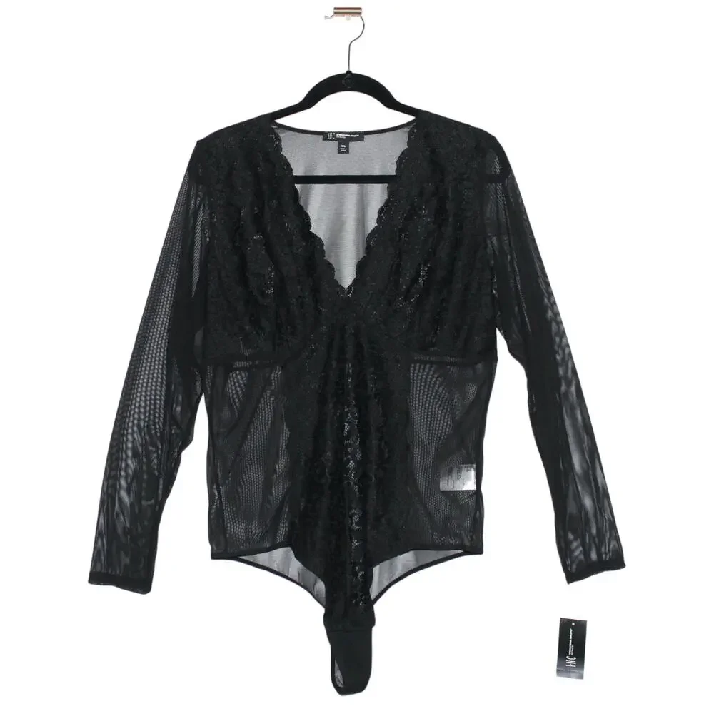 INC International Concepts Black Lace Bodysuit XXL NWT